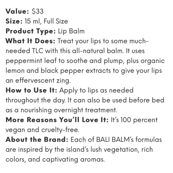 Bali Balm Lemon & Black Pepper Lip Balm | NEW - Picture 3 of 6